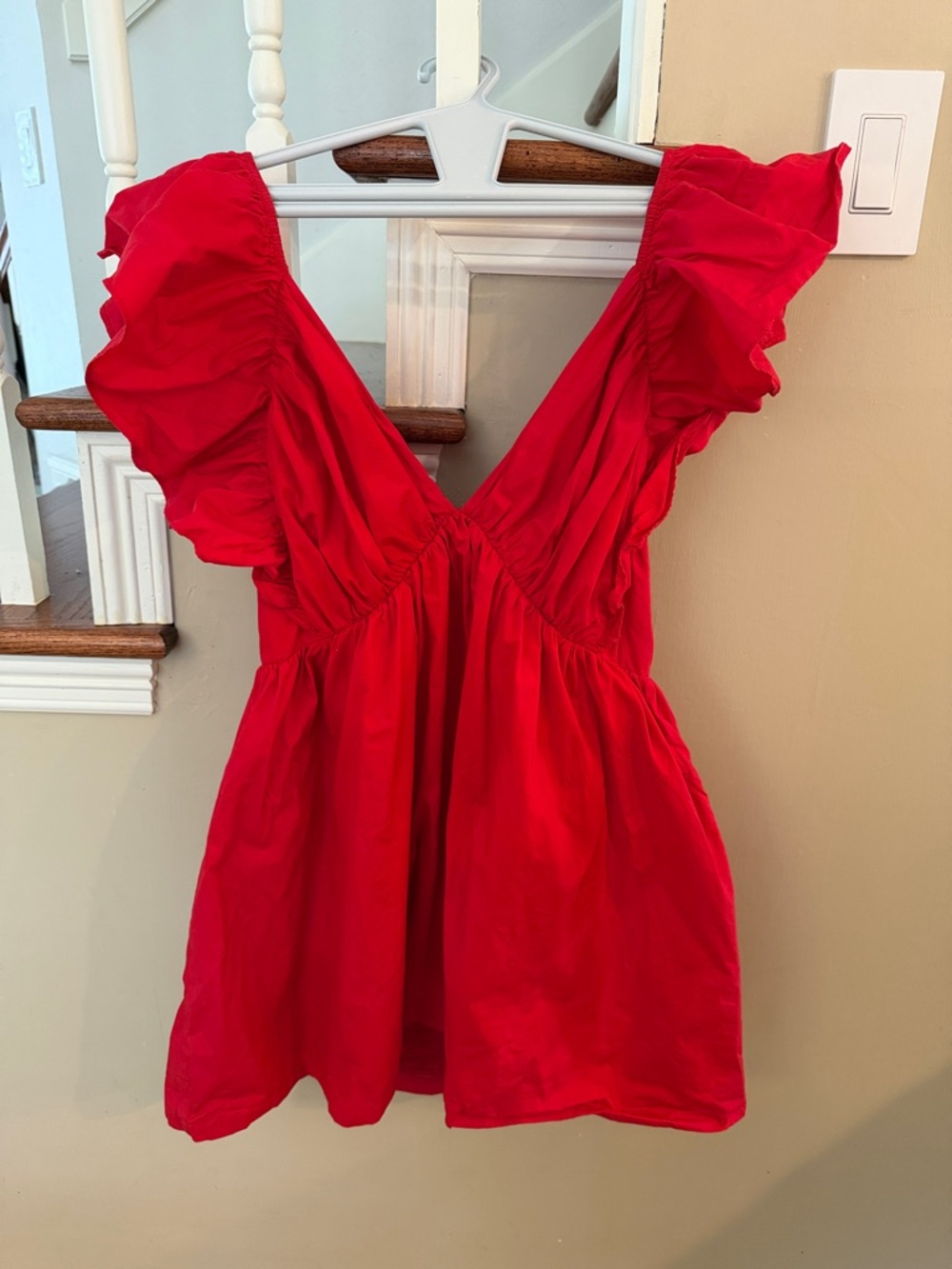 Showpo Women’s Red Flutter Sleeve V-Neck Mini